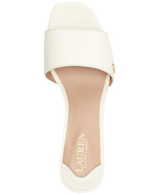 135$ Lauren Ralph Lauren Fay Slip on Tumbled Leather Sandals Size 9 US White